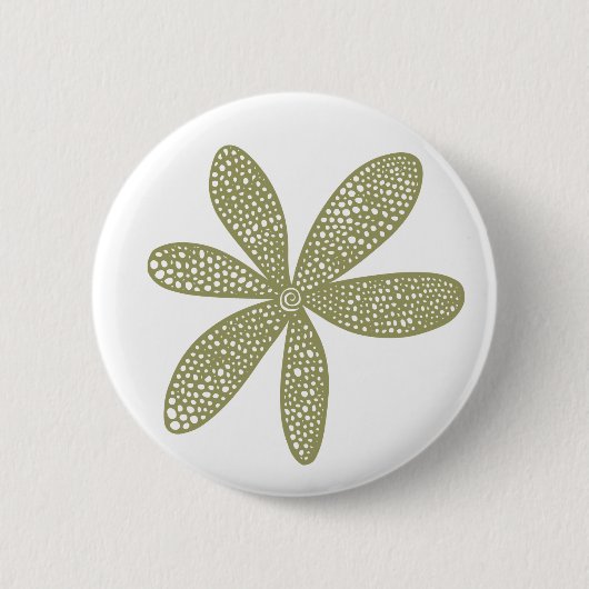 Mooie Bloem - Khaki op Wit Ronde Button 5,7 Cm (Voorkant)