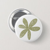 Mooie Bloem - Khaki op Wit Ronde Button 5,7 Cm (Voorkant /achterkant)