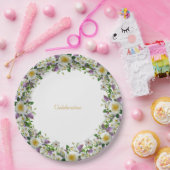 Mooie bloem kroon krans in violet & wit papieren bordje (Feest)