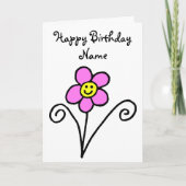 Mooie Bloem Lachend Gezicht Verjaardagskaart Kaart (Voorkant)