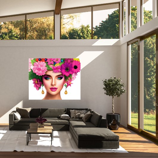 Mooie Bloem Lady Canvas Print