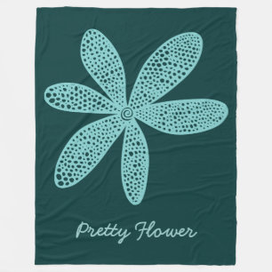 Mooie Bloem - Lt Blauw Groen op Dk Mos Groen Fleece Deken