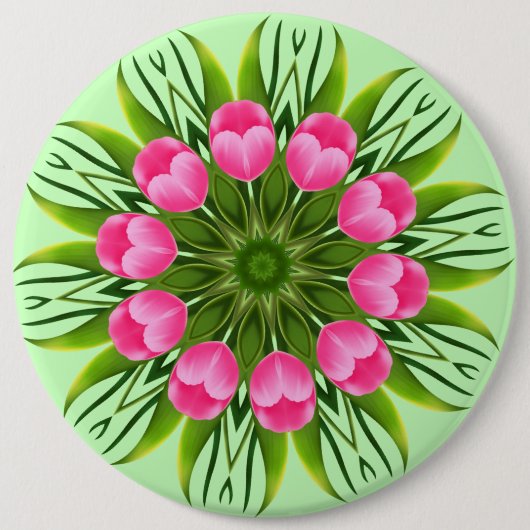 Mooie bloem Mandala Design-79358 Ronde Button 6,0 Cm (Voorkant)
