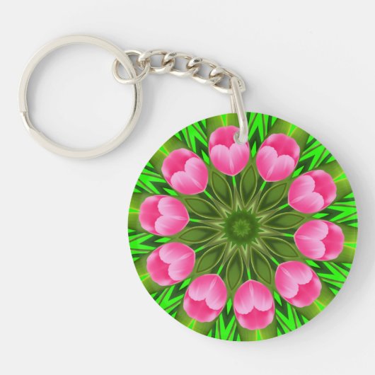 Mooie bloem Mandala Design-79358 Sleutelhanger (Voorkant)