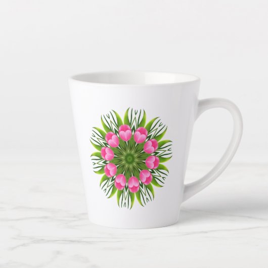 Mooie Bloem Mandala Ontwerp-79358 Latte Mok (Rechts)
