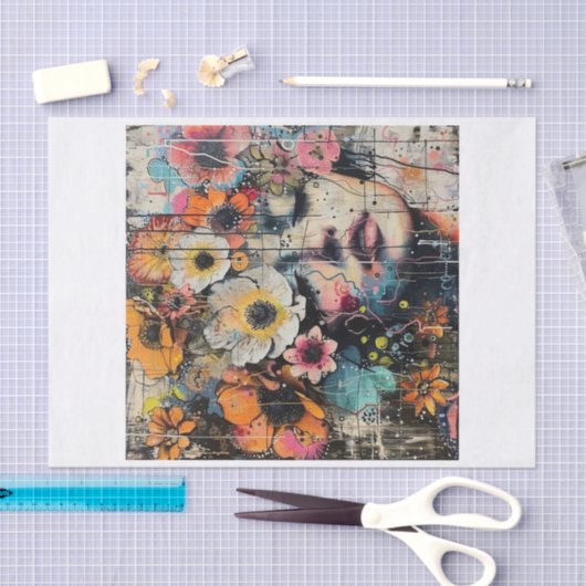 Mooie Bloem Meisjes3 Tissuepapier (Craft)