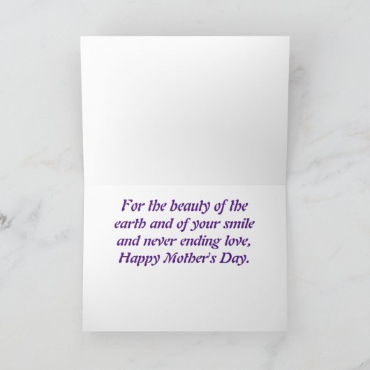 Mooie bloem Moederdag kaart (Binnen)