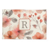 Mooie Bloem Monogram Sjabloon Persoonlijk Kussensloop (Achterkant)