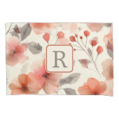 Mooie Bloem Monogram Sjabloon Persoonlijk Kussensloop (Voorkant)