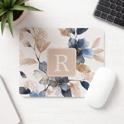Mooie Bloem Monogram Sjabloon Persoonlijk Muismat