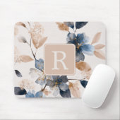 Mooie Bloem Monogram Sjabloon Persoonlijk Muismat (Met muis)