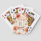 Mooie Bloem Monogram Sjabloon Persoonlijk Pokerkaarten (Achterkant)