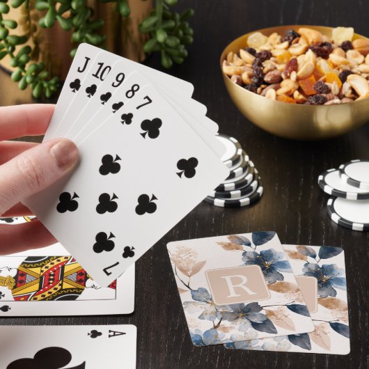 Mooie Bloem Monogram Sjabloon Persoonlijk Pokerkaarten (Insitu)