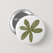Mooie Bloem - Olijfgroen op Wit Ronde Button 5,7 Cm (Voorkant /achterkant)