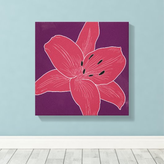 Mooie bloem ontwerp Lily No. 2 Canvas Afdruk (Insitu (Houten vloer))