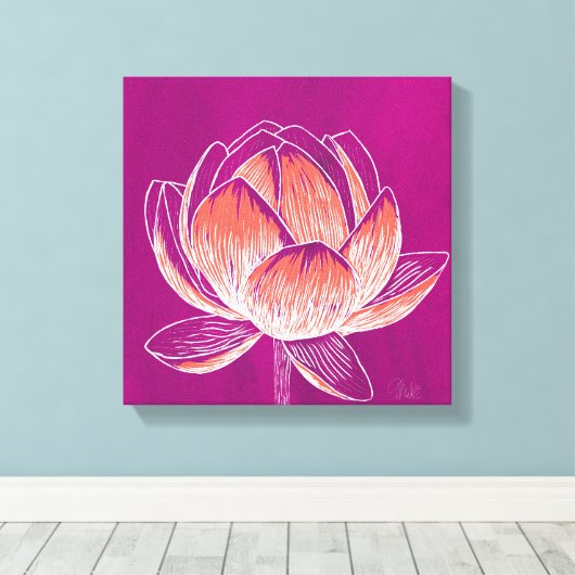 Mooie bloem ontwerp Lotus No. 2 Canvas Afdruk (Insitu (Houten vloer))