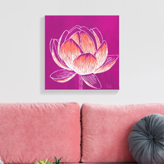 Mooie bloem ontwerp Lotus No. 2 Canvas Afdruk (Insitu (Woonkamer))