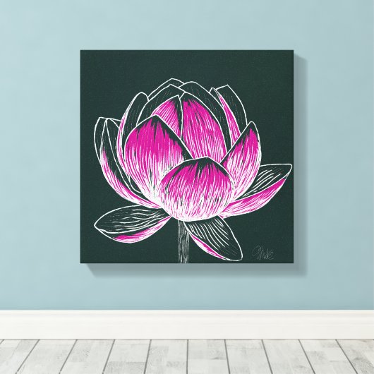 Mooie bloem ontwerp Lotus No. 3 Canvas Afdruk (Insitu (Houten vloer))