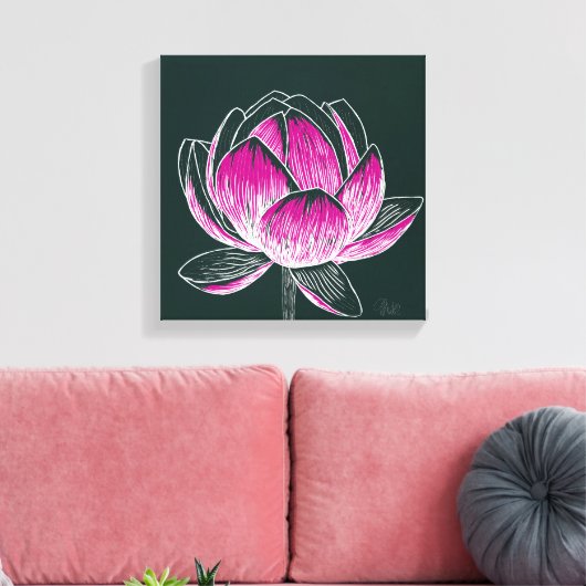 Mooie bloem ontwerp Lotus No. 3 Canvas Afdruk (Insitu (Woonkamer))