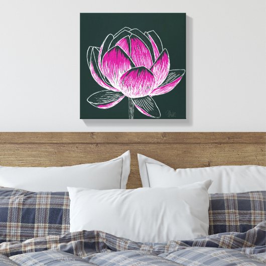 Mooie bloem ontwerp Lotus No. 3 Canvas Afdruk (Insitu (Slaapkamer))