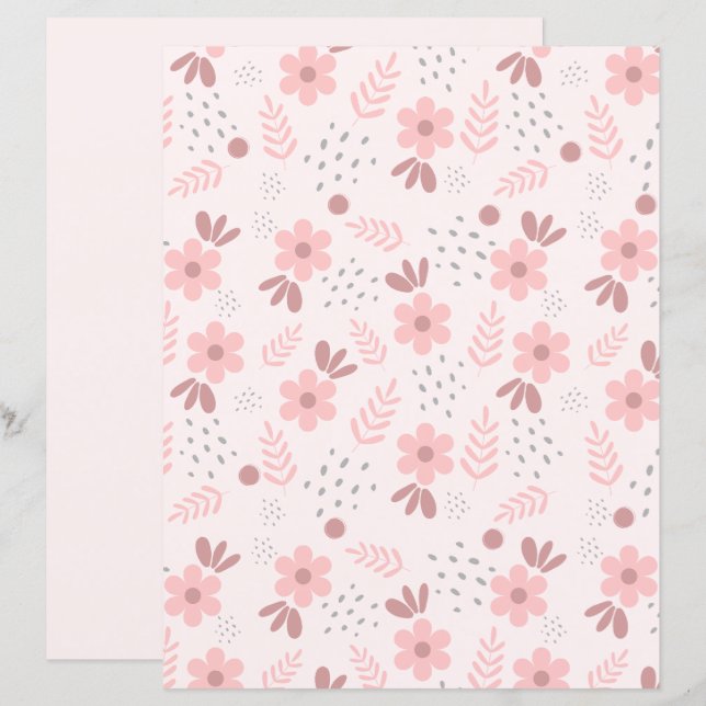 Mooie bloem Patroon Scrapbook Papier (Voorkant / Achterkant)