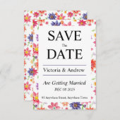 Mooie bloem save the date (Voorkant / Achterkant)