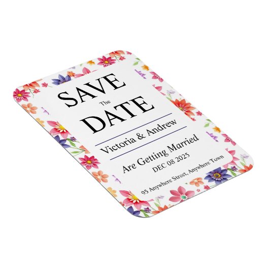 Mooie bloem save the date magneet (Rechterzijde)