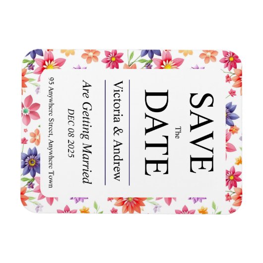 Mooie bloem save the date magneet (Horizontaal)