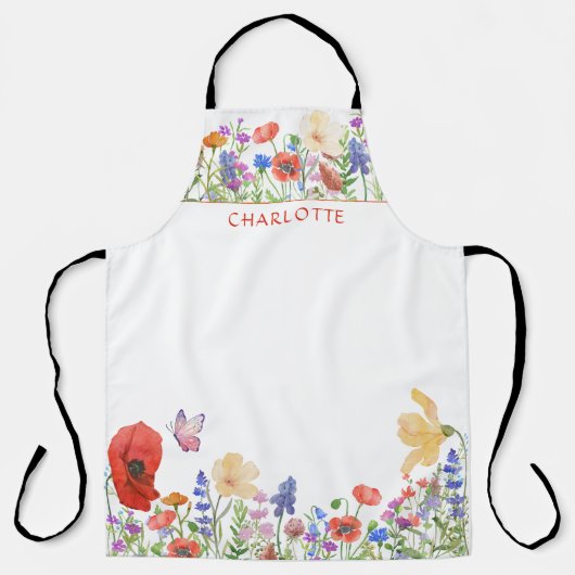 Mooie bloem Schort naam bloemen waterverf (Voorkant)