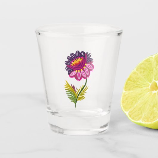 Mooie bloem shot glas (Voorkant)