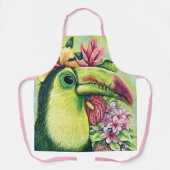 Mooie bloem Toucan Grappige groene roze schort (Voorkant)