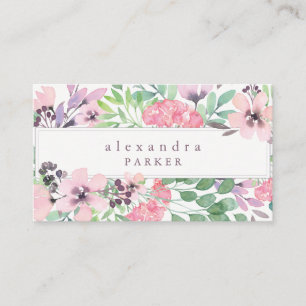 Mooie bloem   Trendy Waterverf Lijst Visitekaartje