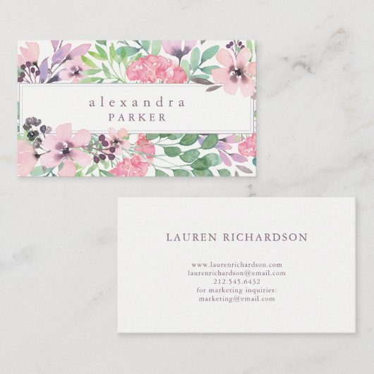 Mooie bloem | Trendy Waterverf Lijst Visitekaartje (Voorkant / Achterkant)