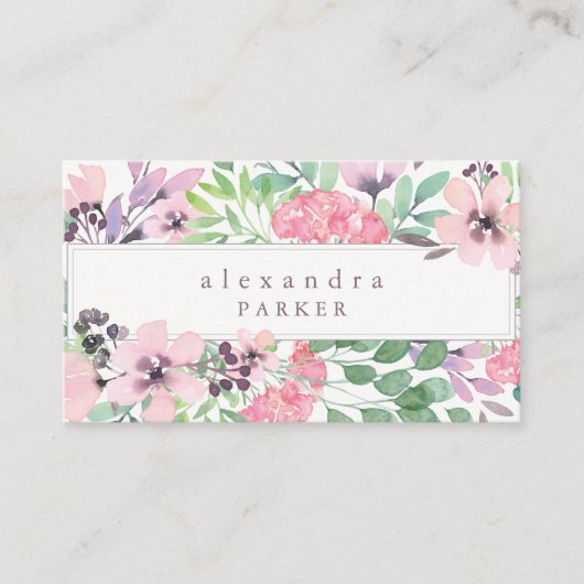 Mooie bloem | Trendy Waterverf Lijst Visitekaartje (Voorkant)