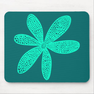 Mooie Bloem - Turquoise op Mosgroen Muismat