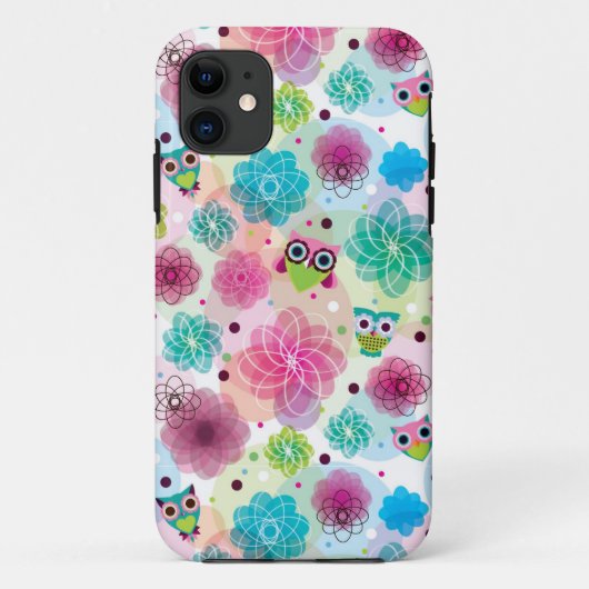 Mooie bloem uil achtergrondpatroon Case-Mate iPhone case (Achterkant)