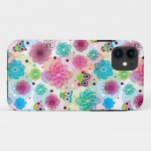 Mooie bloem uil achtergrondpatroon Case-Mate iPhone case (Achterkant (horizontaal))