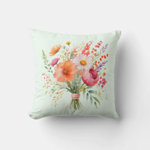 Mooie bloemboeket handgebonden bos bloemen kussen