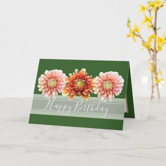 Mooie bloemboeket Oranje Dahlias Verjaardag Kaart (Gele Bloem)