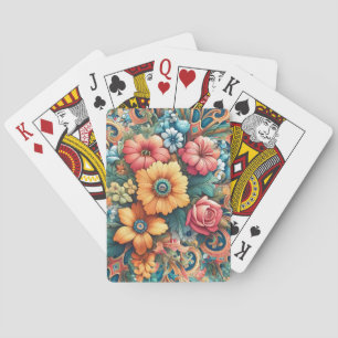 Mooie bloemboeket pokerkaarten