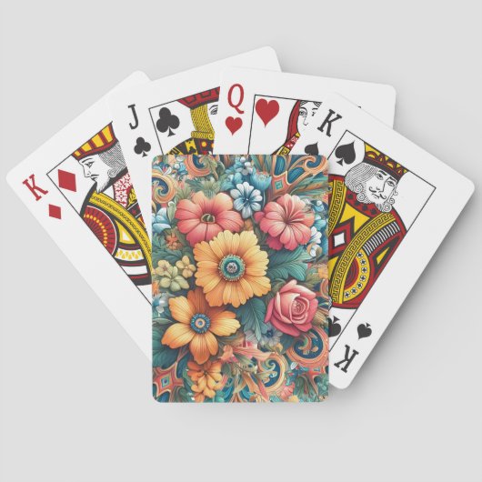 Mooie bloemboeket pokerkaarten (Achterkant)