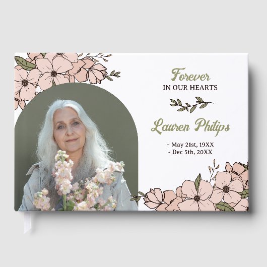Mooie bloemboog foto voor altijd in ons hart gastenboek (Voorkant)