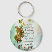 Mooie bloembotak met vogels sleutelhanger (Voorkant)