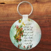 Mooie bloembotak met vogels sleutelhanger (Voorkant)