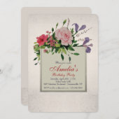 Mooie Bloemcluster Hoek Uitnodiging (Voorkant / Achterkant)
