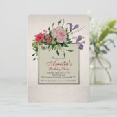 Mooie Bloemcluster Hoek Uitnodiging (Staand voorkant)