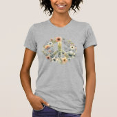 Mooie Bloemen 70s Retro Style Vredesteken T-shirt (Voorkant)