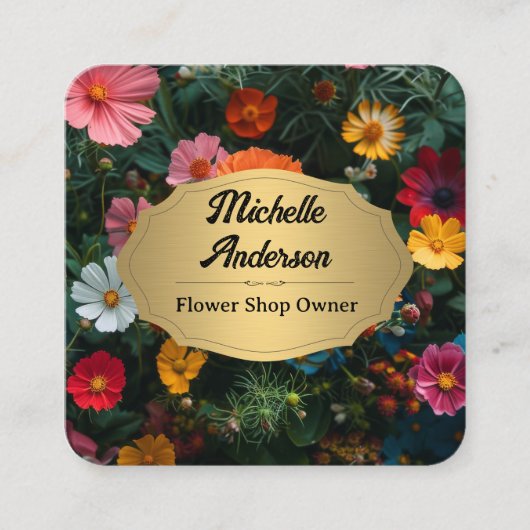 Mooie Bloemen Achtergrond Vierkante Visitekaartje (Voorkant)