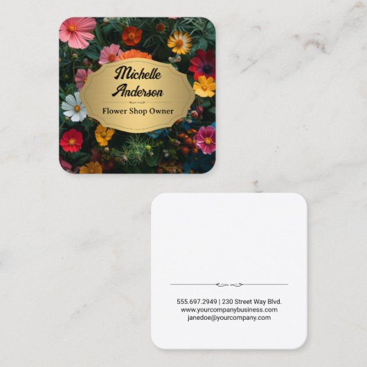Mooie Bloemen Achtergrond Vierkante Visitekaartje (Voorkant / Achterkant)
