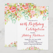 Mooie Bloemen Adult Verjaardag Uitnodiging (Voorkant / Achterkant)